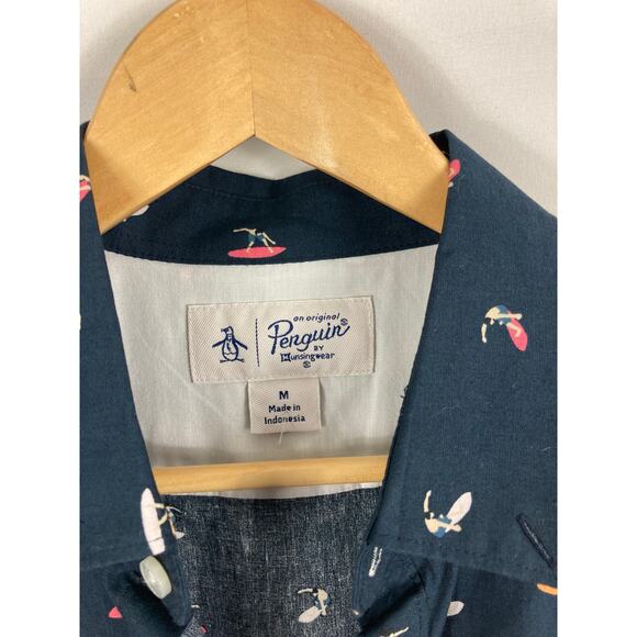 Penguin Mens Button Up Surfer Graphic Shirt Size Medium - Picture 4 of 5